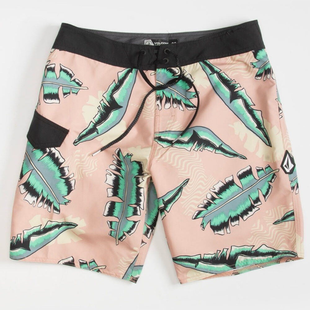 Volcom Palm Tree‎ Board Swim Shorts Vacation Beach Coastal Surfing Preppy Summer